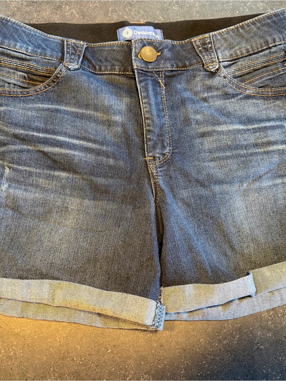 Democracy Dark Blue Rolled Cuff Denim Shorts
